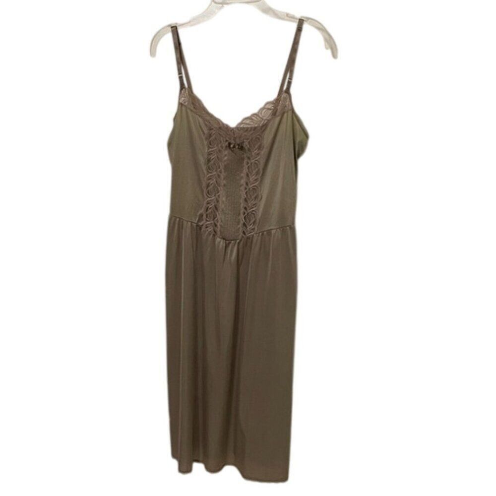 St. Michael Vintage Tan Slip Womens Size 32 Bust Lace Pintuck